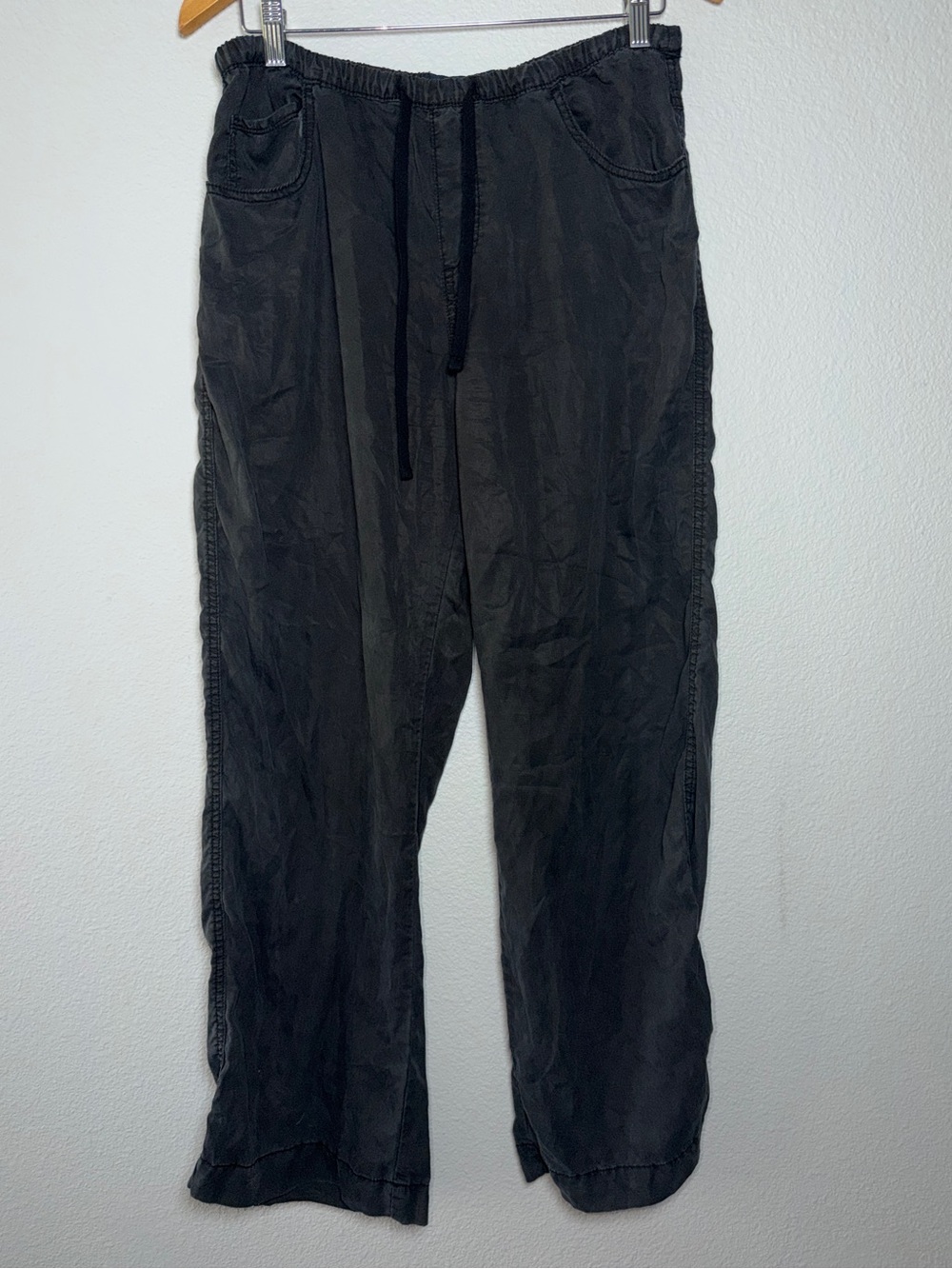Aeropostale Low Rise Wide Leg Tencel Pants M Gray Drawstring Pockets